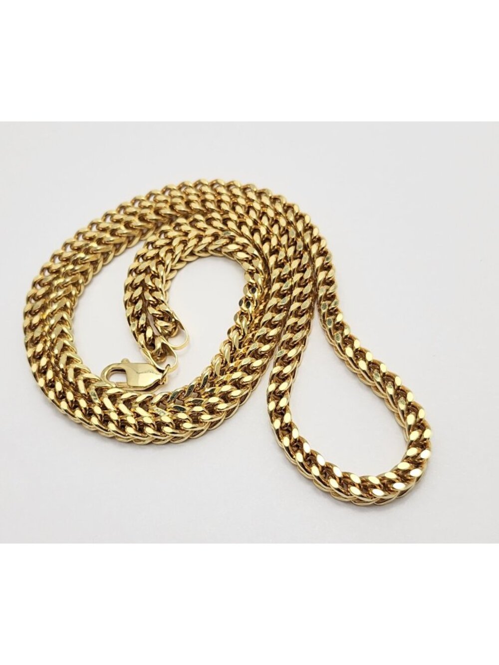 Unique 10K Solid Yellow Gold Designer Franco Link Chain Necklace - 22" Length